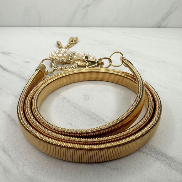 Sophia Collection Faux Pearl Rhinestone Bow Stretch Cinch Belt Size XS Small S - Picture 7 of 9